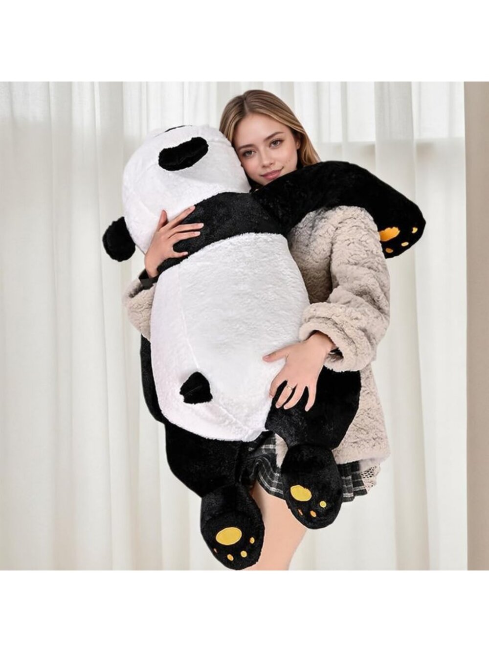 Extra Large Plush Panda Bear Pillow - 47.2" Stuffed Animal Toy for Kids & Decor